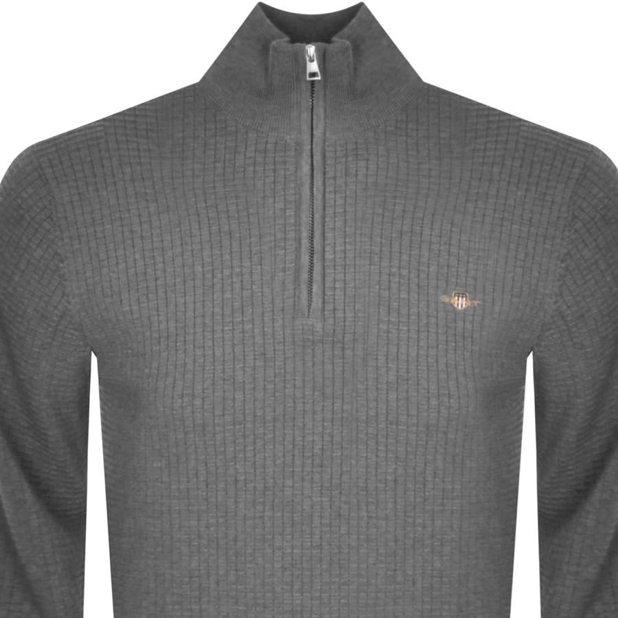 Alternative Image for ProductGant Half Zip Textured Jumper Grey2