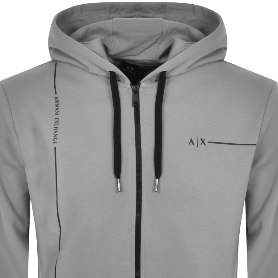 Armani Exchange Full Zip Logo Hoodie Grey | Mainline Menswear