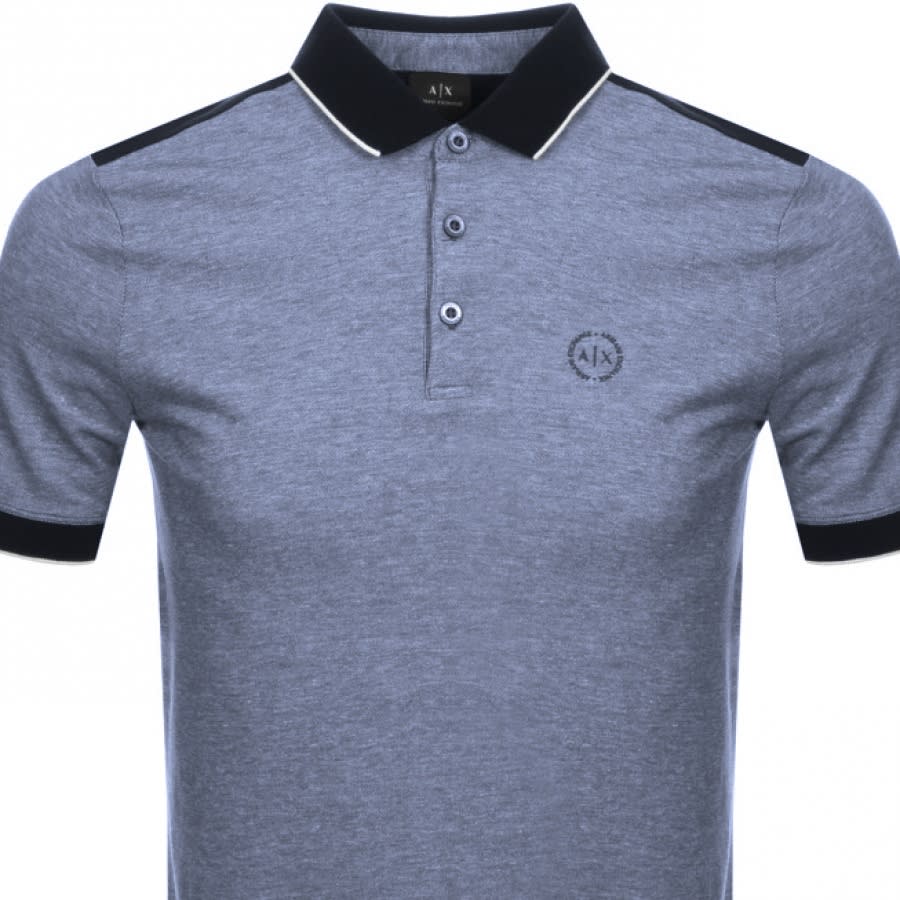 Alternative Image for ProductArmani Exchange Two Tone Polo T Shirt Navy2