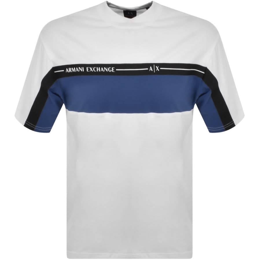 Armani Exchange Stripe Panel T Shirt White | Mainline Menswear Denmark