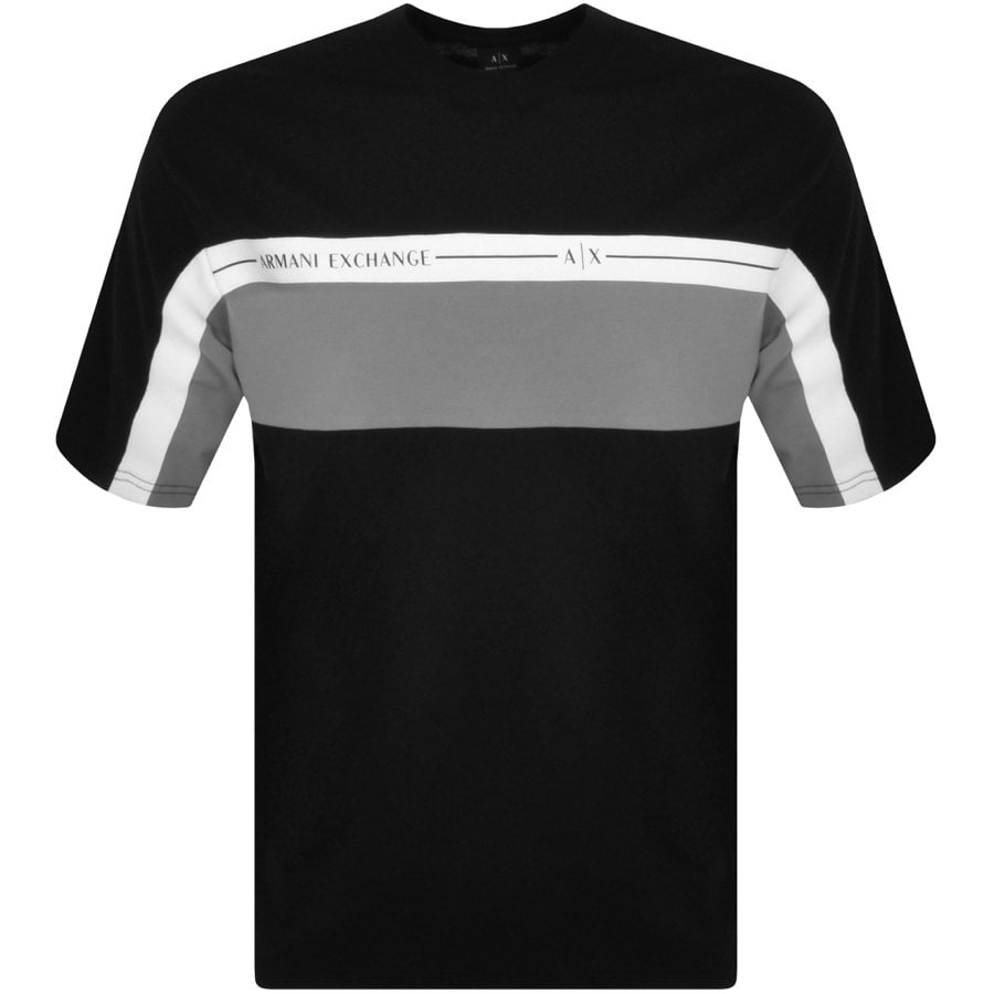 Armani Exchange Stripe Panel T Shirt Black | Mainline Menswear Sweden