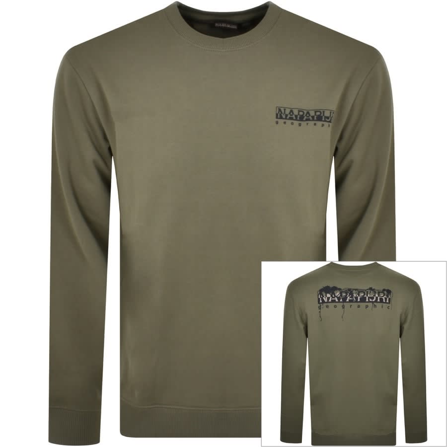 Napapijri B Napo Logo Sweatshirt Green | Mainline Menswear United States