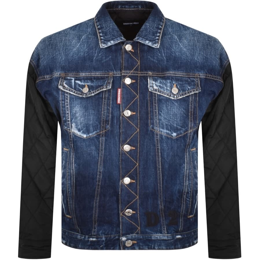 Giraffe Invloed vers DSQUARED2 Quilted Mix Jacket Blue | Mainline Menswear United States