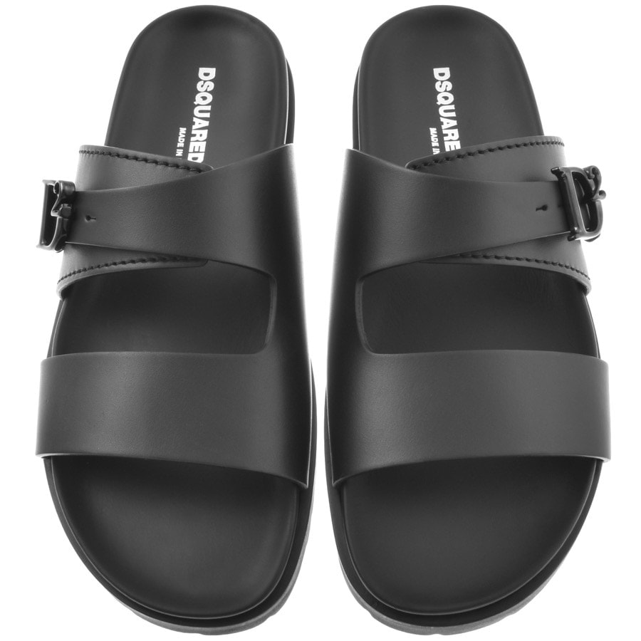 DSQUARED2 Logo Flat Sandals Black | Mainline Menswear