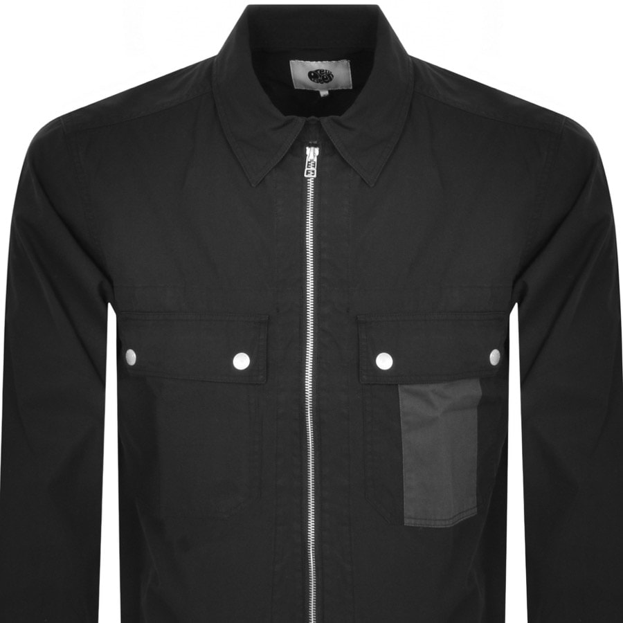 Pretty Green Larman Zip Overshirt Black | Mainline Menswear