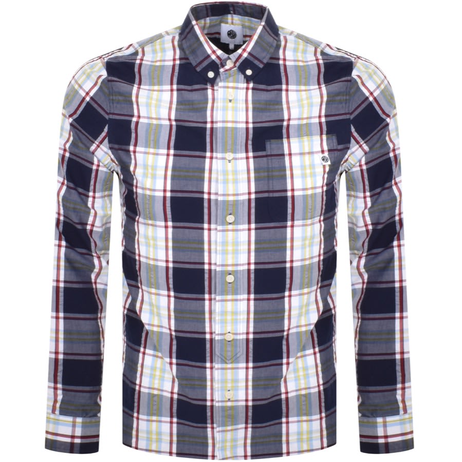 Pretty Green Plaid Check Long Sleeve Shirt Navy | Mainline Menswear