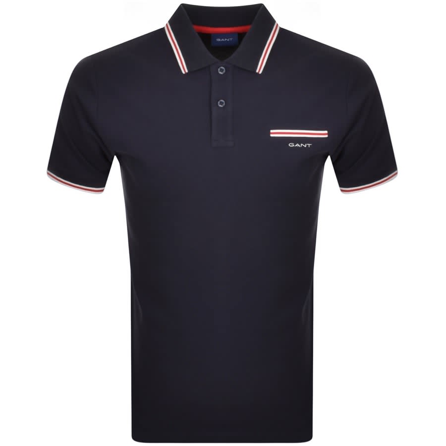 Gant Collar Tipping Solid Polo T Shirt Navy | Mainline Menswear United ...