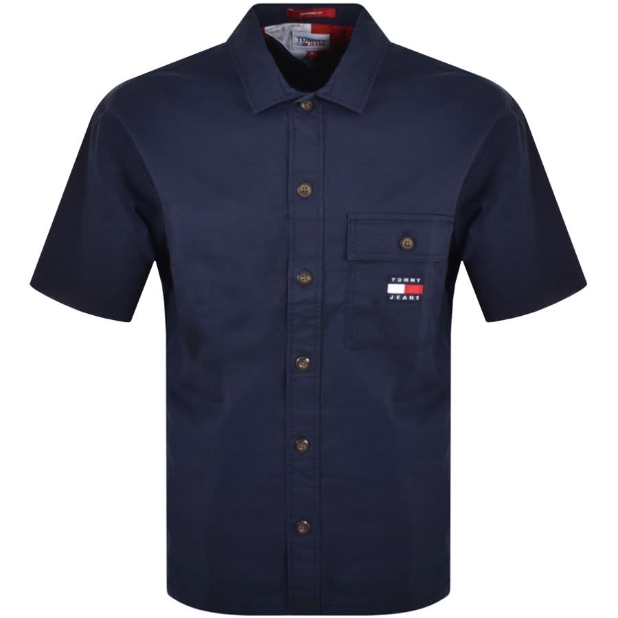 Tommy Jeans Short Sleeve Solid Overshirt Navy | Mainline Menswear