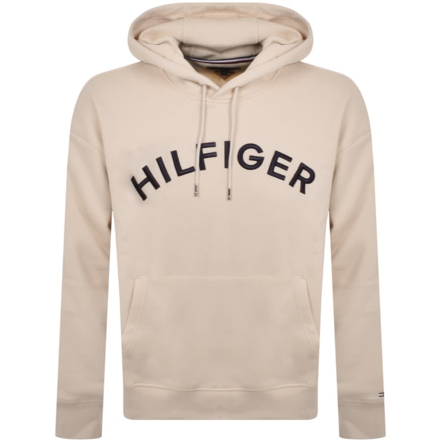 Tommy Hilfiger Arched Logo Hoodie Beige | Mainline Menswear