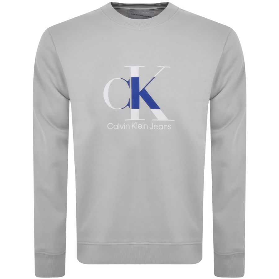 Calvin Klein Jeans Monologo Sweatshirt Grey | Mainline Menswear United ...