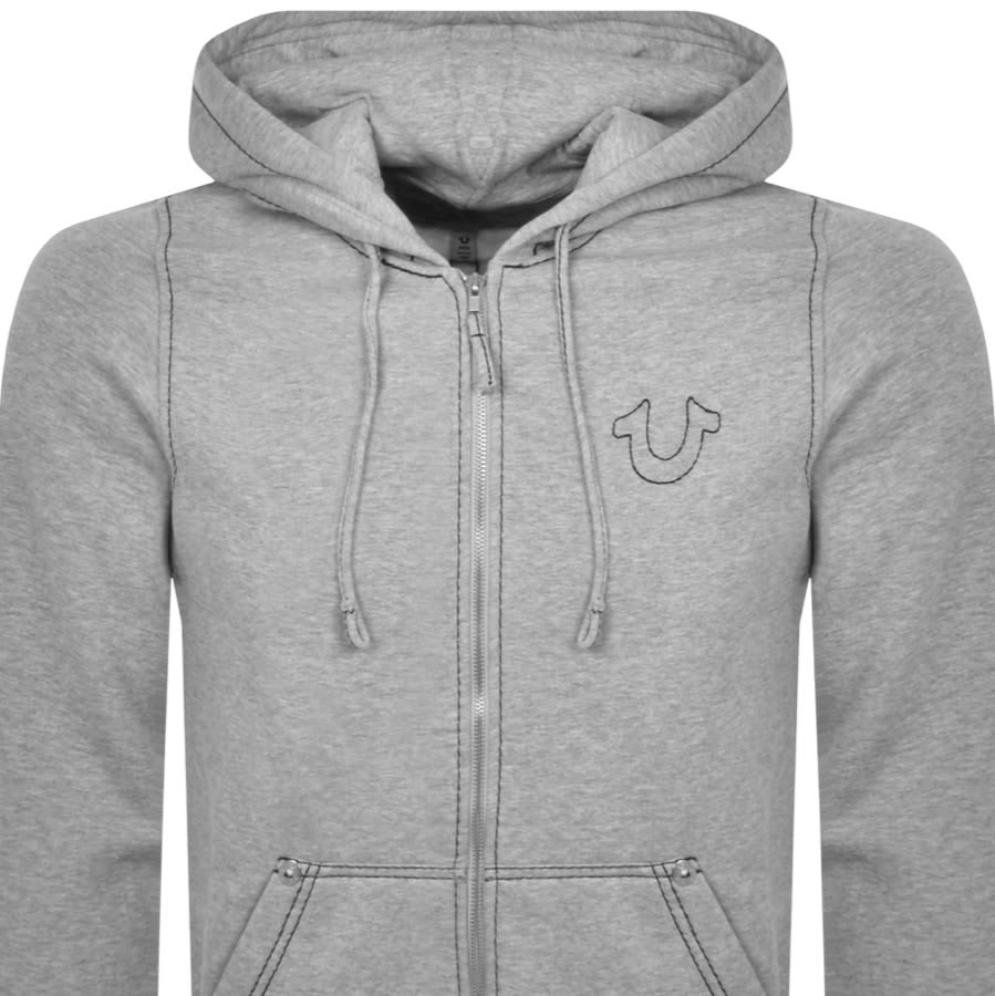 True Religion Big T Full Zip Hoodie Grey | Mainline Menswear