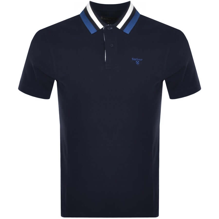 Barbour Tipped Pique Polo T Shirt Navy | Mainline Menswear