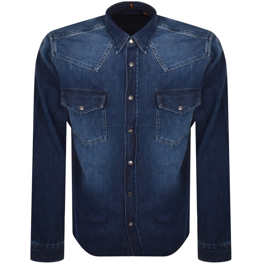 BOSS Lebop Denim Overshirt Jacket Blue | Mainline Menswear