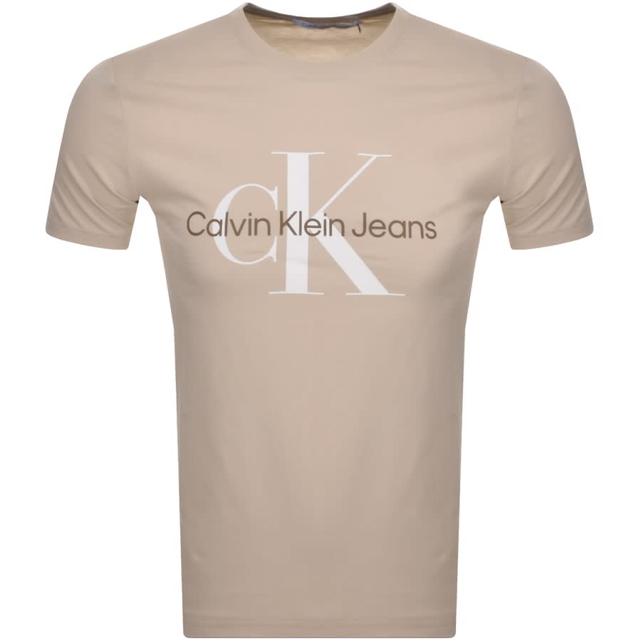 Calvin Klein Jeans Monogram Logo T Shirt Beige | Mainline Menswear Canada
