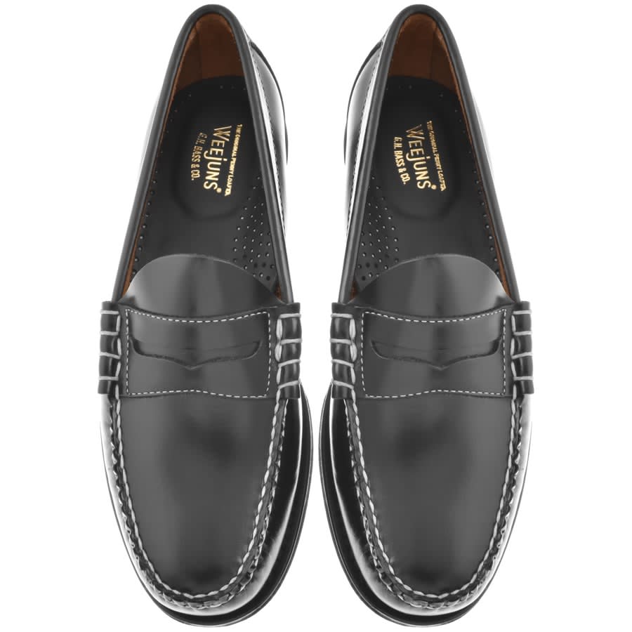 GH Bass Weejun Larson Contrastitch Loafers Black | Mainline