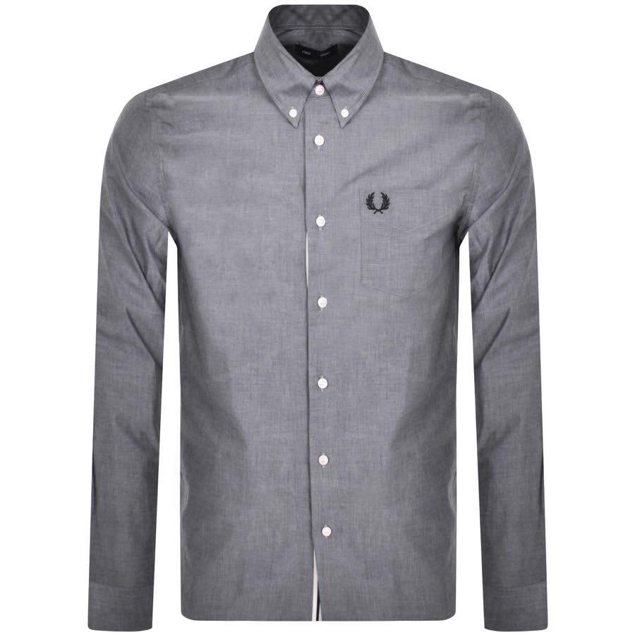 Fred Perry Button Down Long Sleeve Shirt Grey | Mainline Menswear