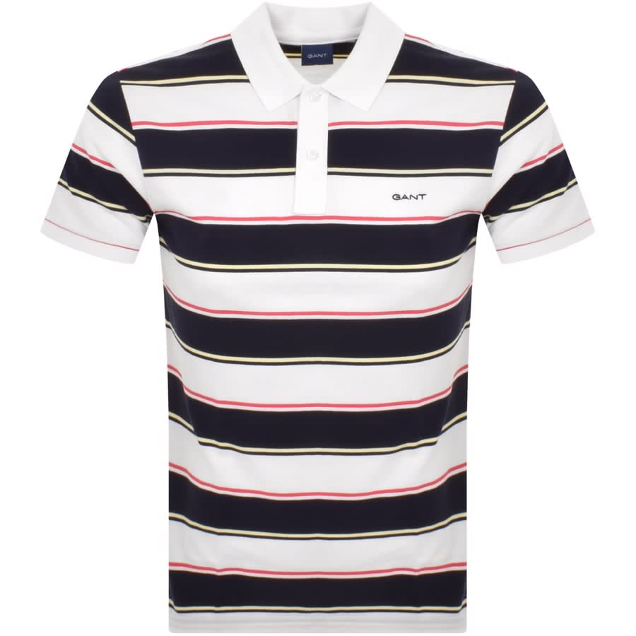 Gant Multi Stripe Short Sleeve Polo T Shirt White | Mainline Menswear