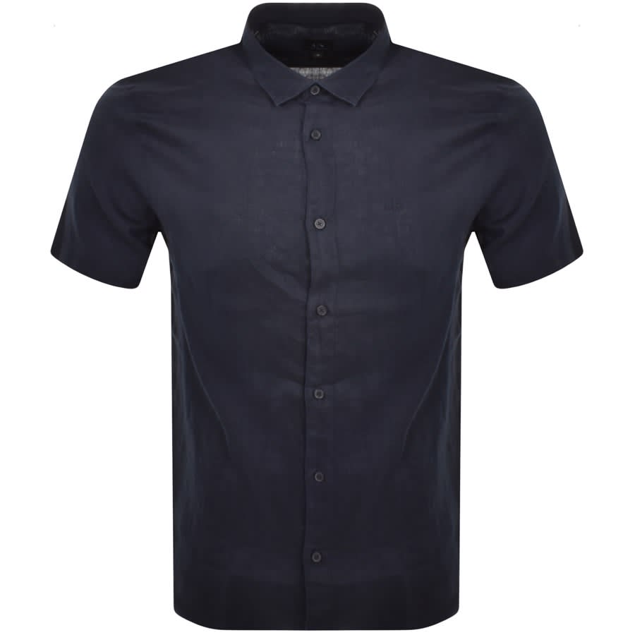 Armani Exchange Linen Short Sleeve Shirt Navy | Mainline Menswear