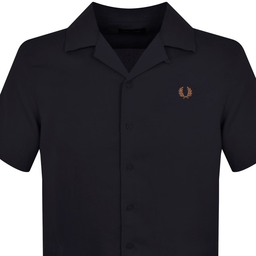 Fred Perry Linen Revere Collar Shirt Navy | Mainline Menswear