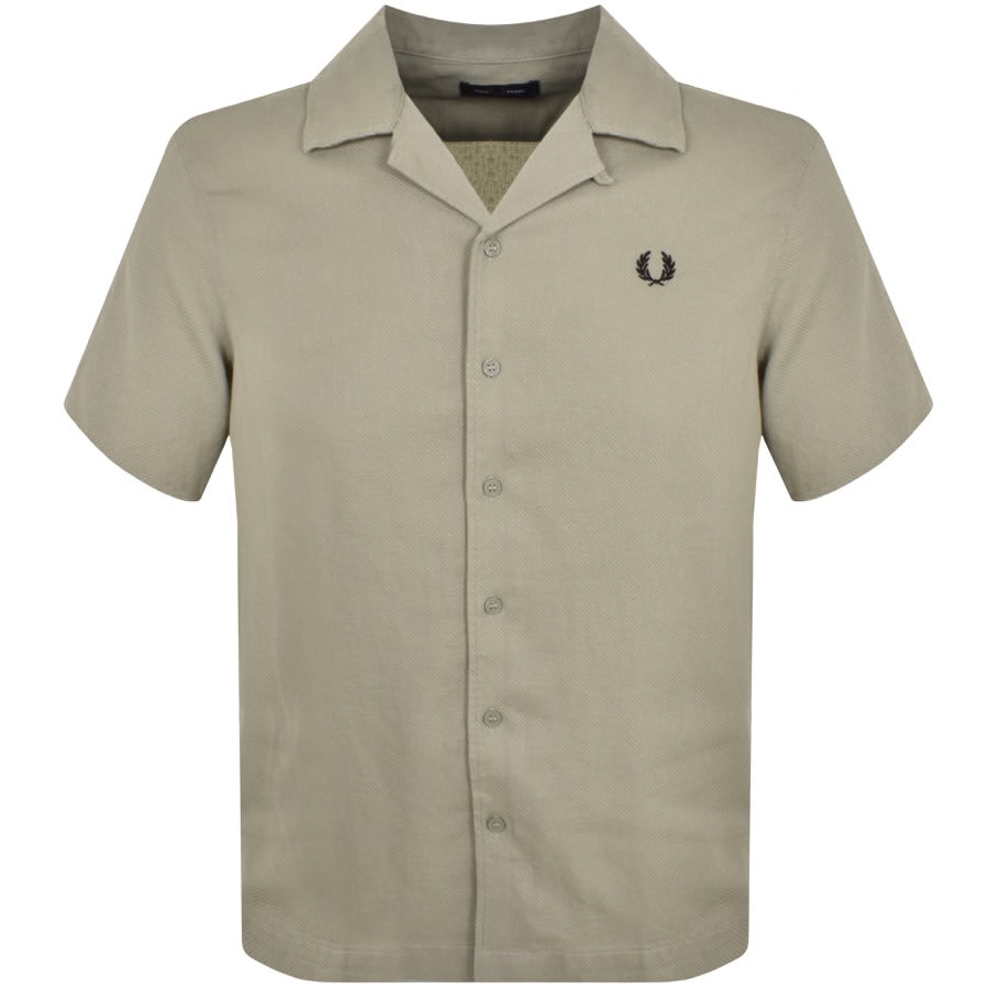Fred Perry Linen Revere Collar Shirt Green | Mainline Menswear