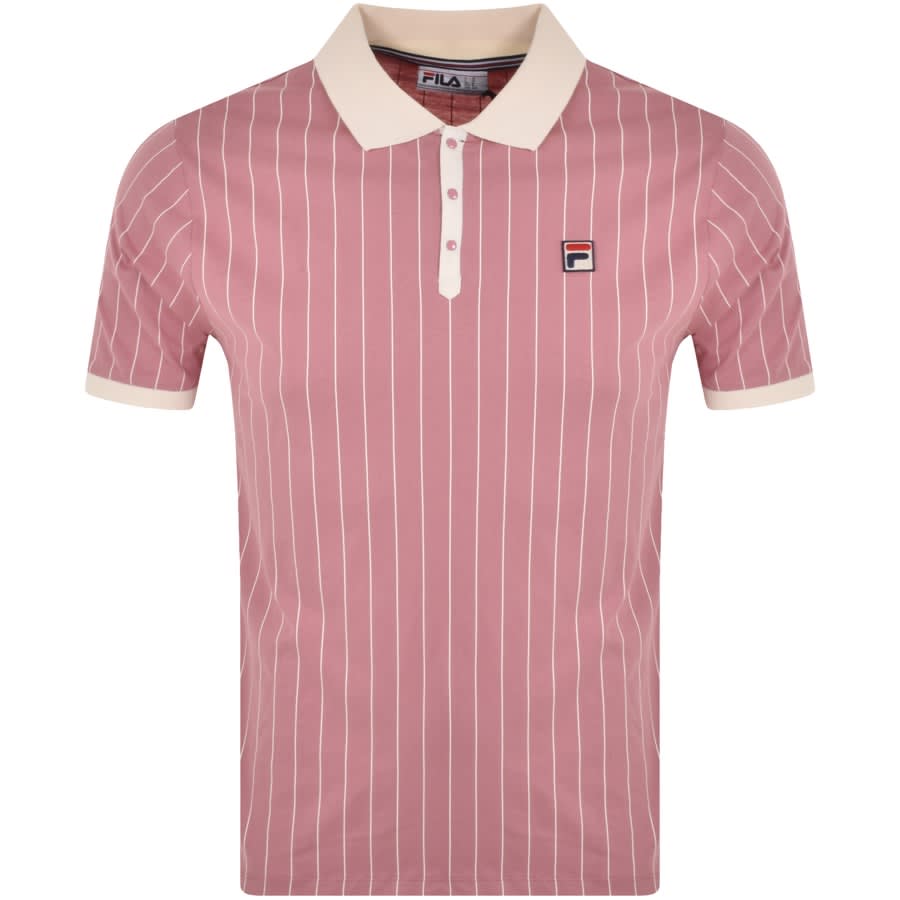 Fila Vintage Classic Stripe Polo T Shirt Pink | Mainline Menswear