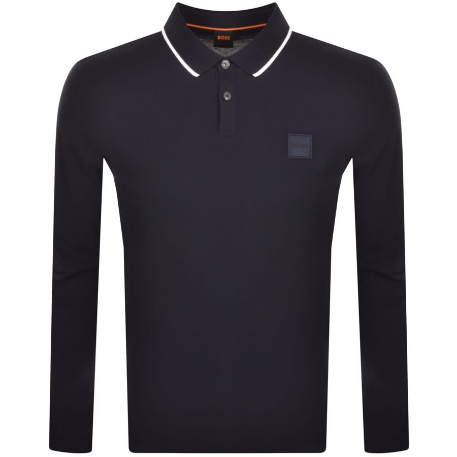 Hugo boss navy long sleeve on sale polo