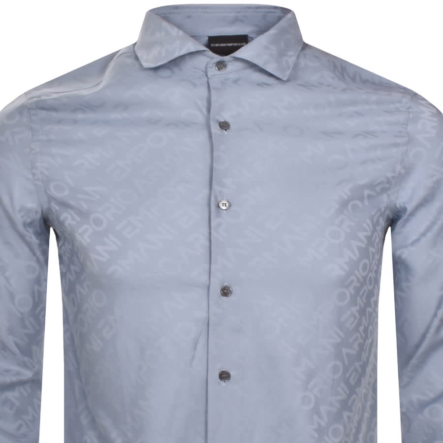 Emporio Armani Logo Long Sleeve Shirt Blue