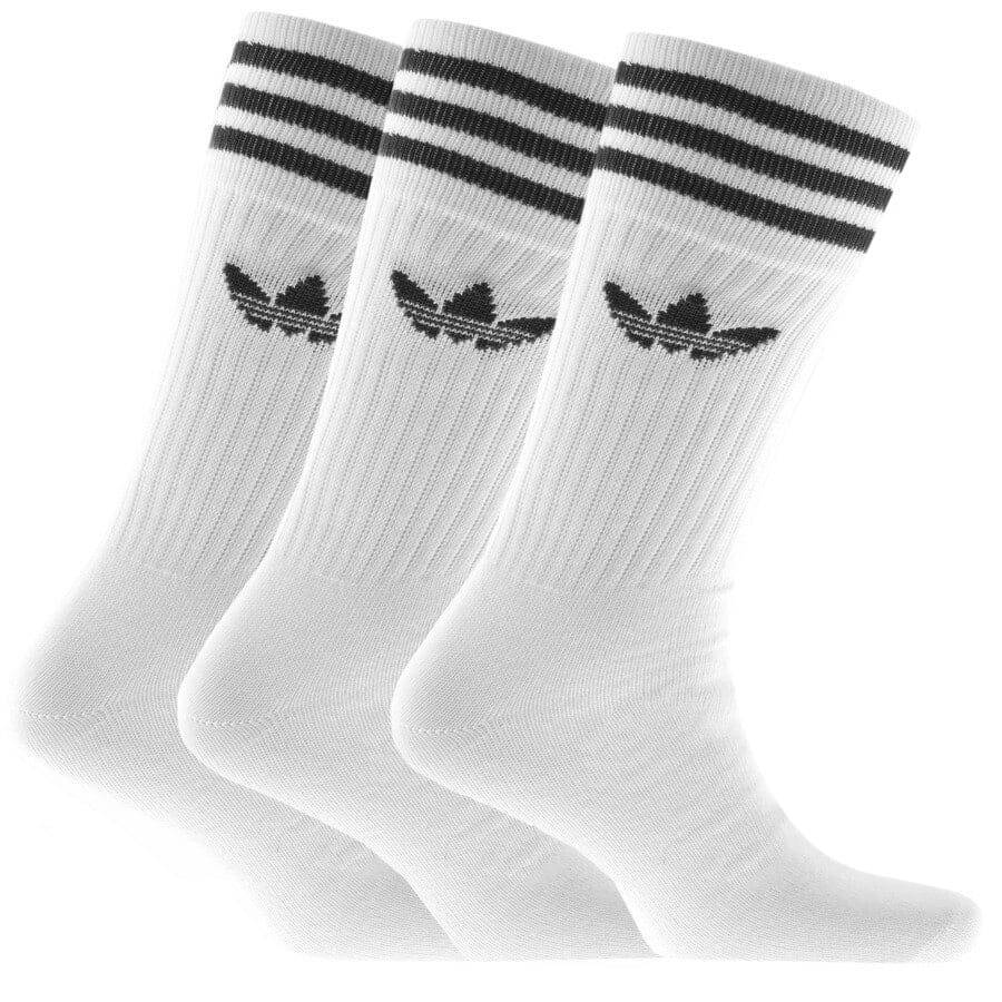 adidas Three Pack Solid Crew Socks White Mainline Menswear United States