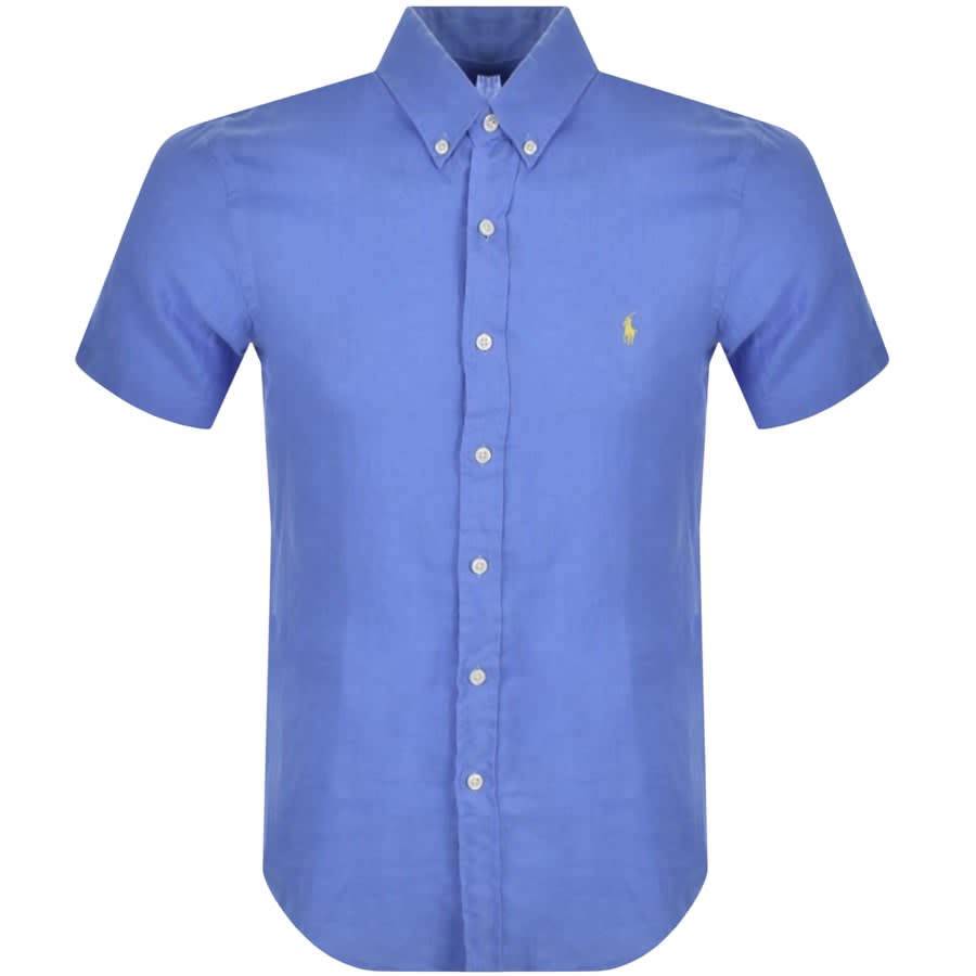 Ralph Lauren Linen Short Sleeved Shirt Blue | Mainline Menswear