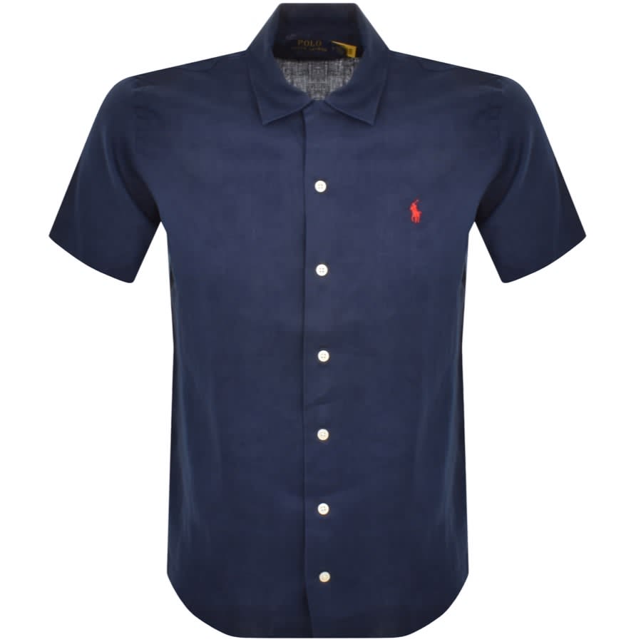 Ralph Lauren Linen Short Sleeved Shirt Navy | Mainline Menswear