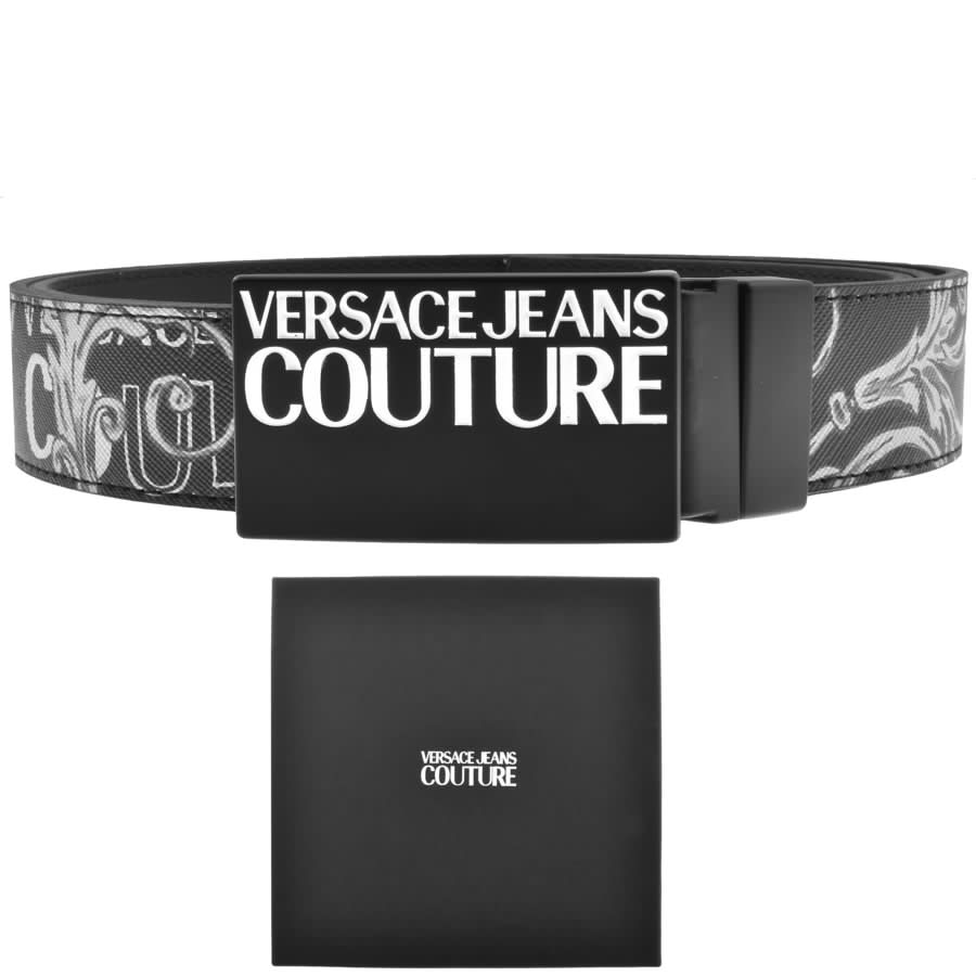 Versace Lettering Logo Buckle Belt In Black