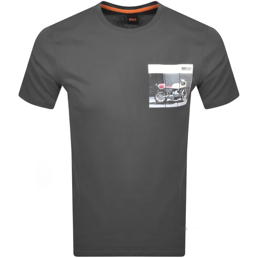 BOSS Tee Motor Logo T Shirt Grey Mainline Menswear Ireland