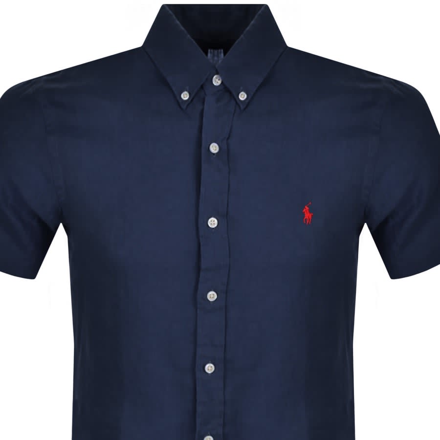 Ralph Lauren Linen Short Sleeved Shirt Navy Mainline Menswear