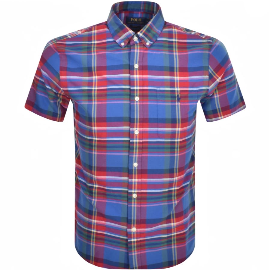 Ralph Lauren Check Short Sleeve Shirt Blue | Mainline Menswear