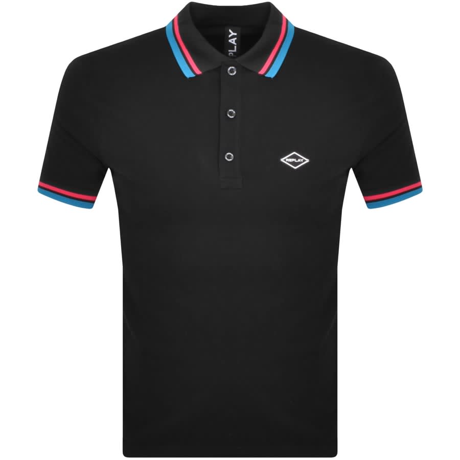 Replay Short Sleeved Logo Polo T Shirt Black | Mainline Menswear United  States