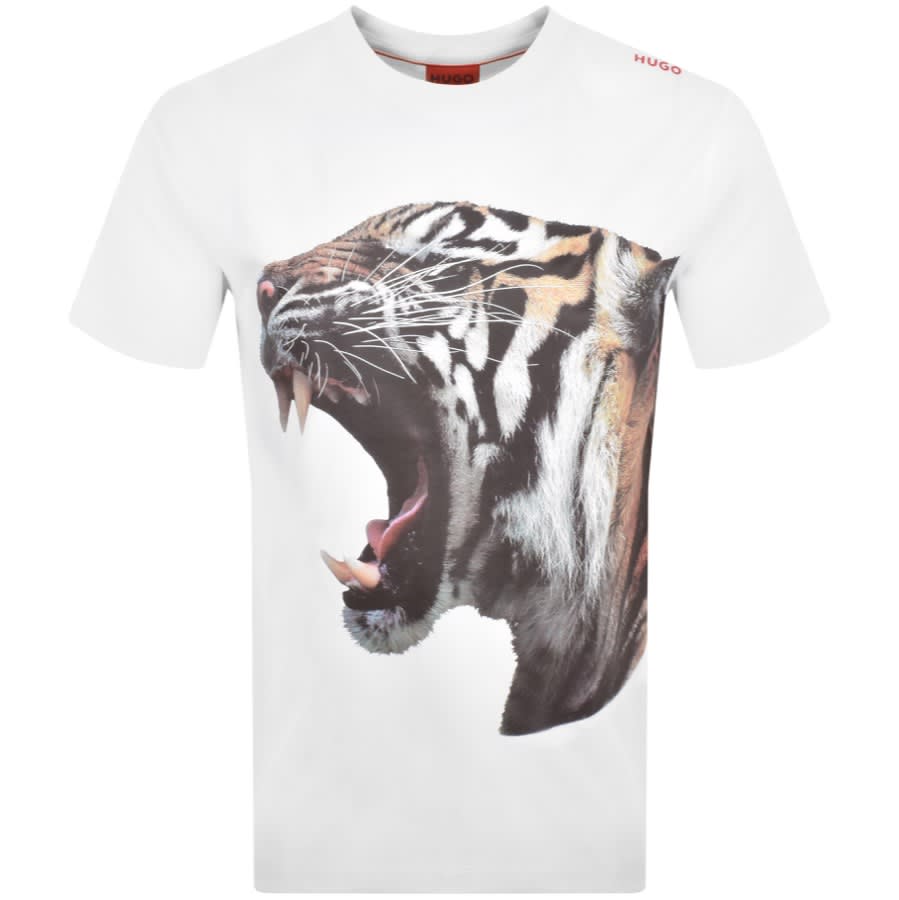 HUGO Digre Crew Neck T Shirt White | Mainline Menswear