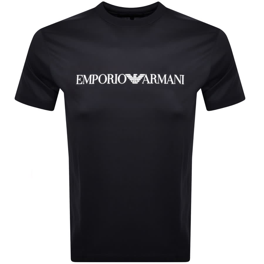 Credential abstraktion massefylde Emporio Armani Crew Neck Logo T Shirt Navy | Mainline Menswear Sweden