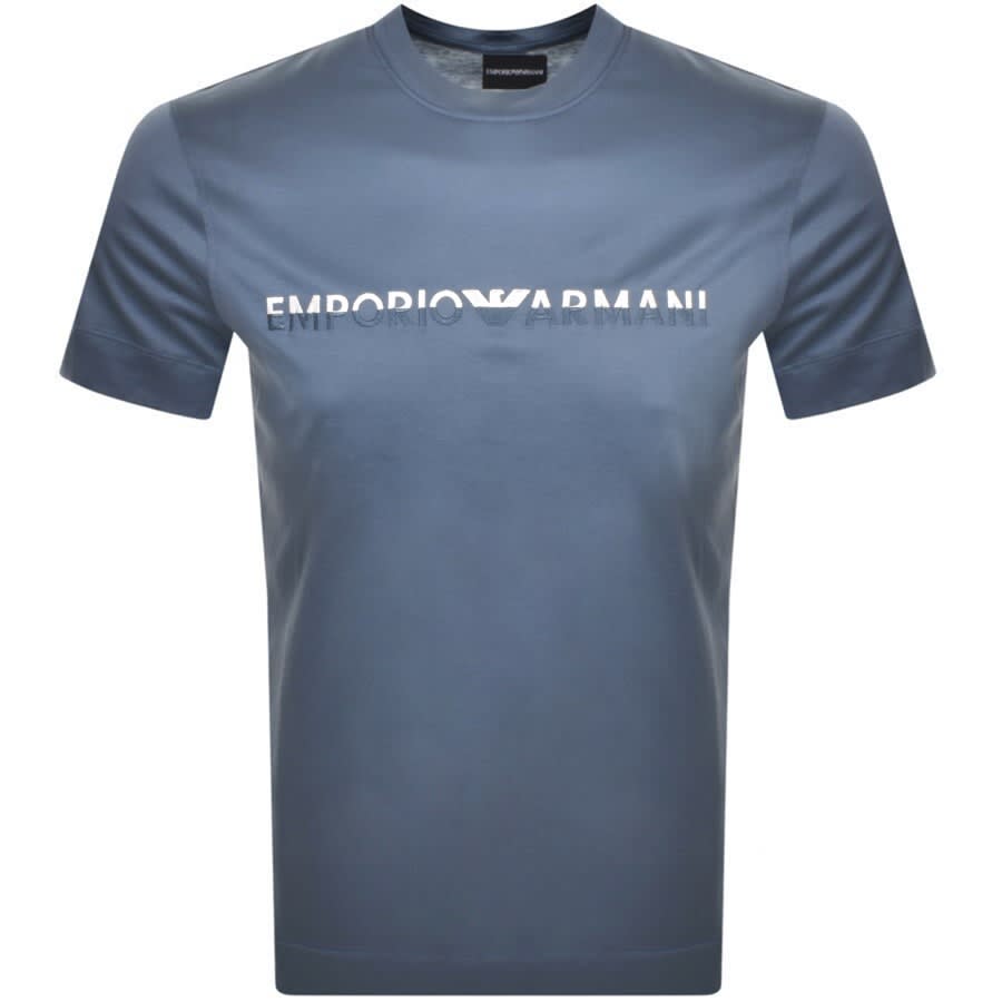 Emporio Armani Short Sleeved Logo T Shirt Blue | Mainline Menswear