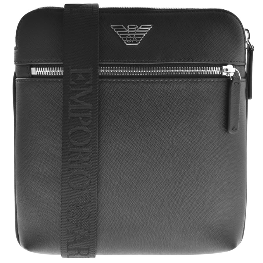 Giorgio Armani Black Leather Logo Flap Messenger Bag Giorgio Armani | TLC