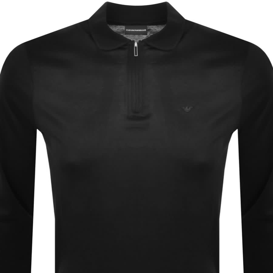 Emporio Armani Long Sleeved Polo T Shirt Black