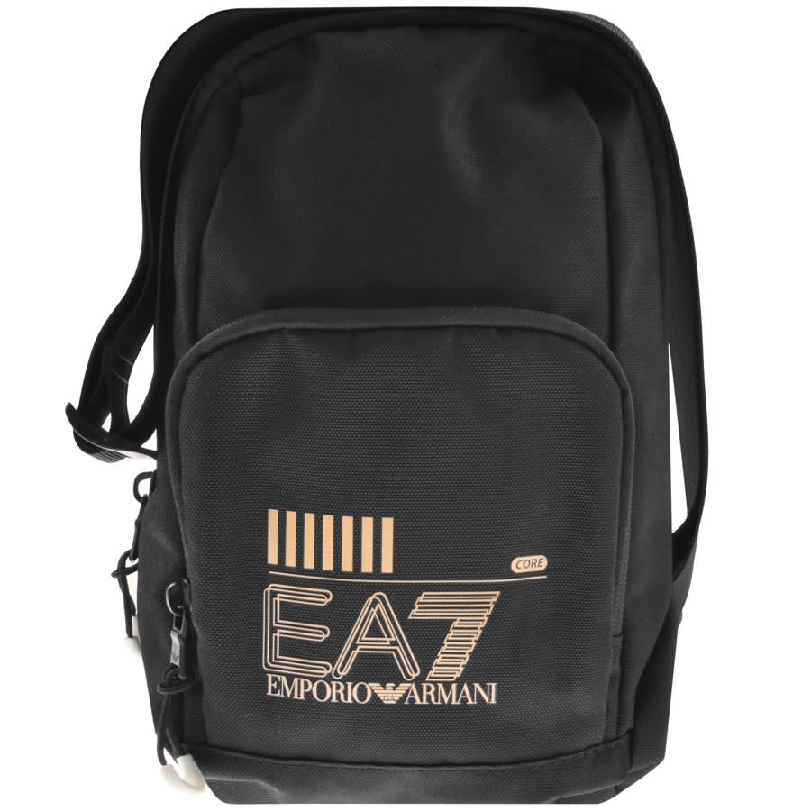 Emporio Armani EA7 Rubberised Tape Logo Black Sling/Belt Bag - Accessories  from N22 Menswear UK