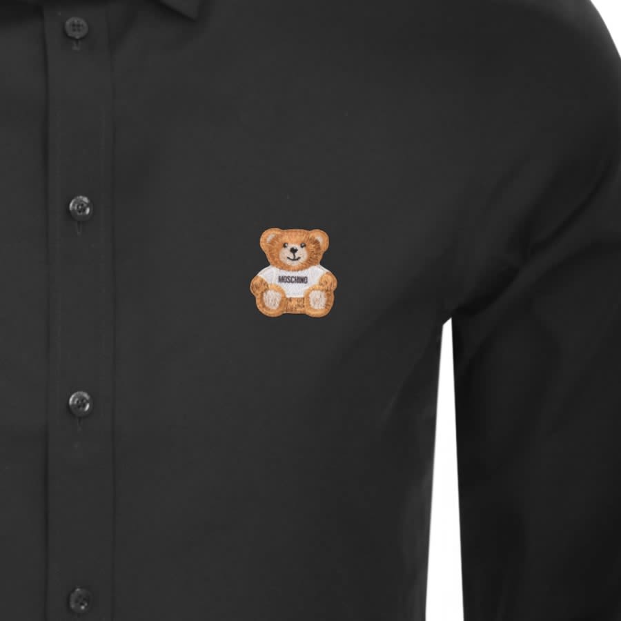 Moschino Long Sleeve Teddy Patch Shirt Black