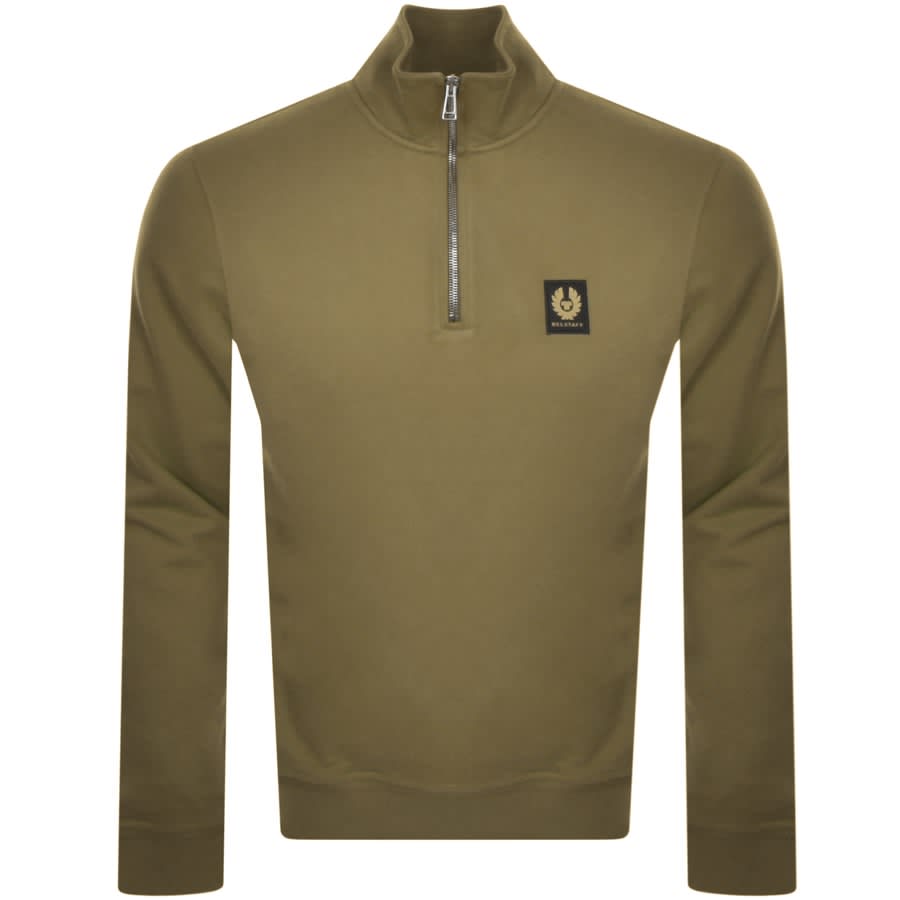 Belstaff Quarter Zip Sweatshirt Green | Mainline Menswear