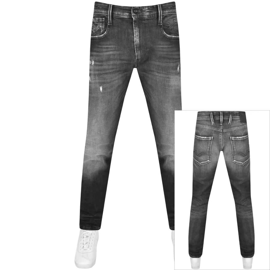 Replay Anbass Slim Fit Light Wash Jeans Grey | Mainline Menswear