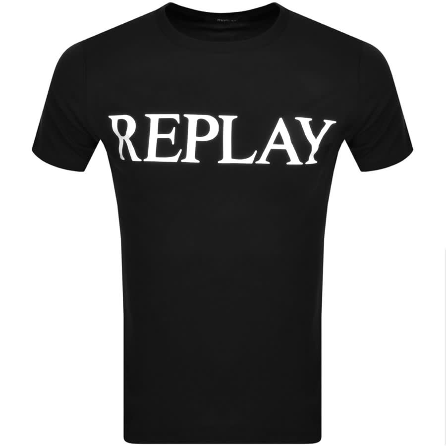 Black Menswear Crew States Mainline Logo | Replay T Shirt United Neck