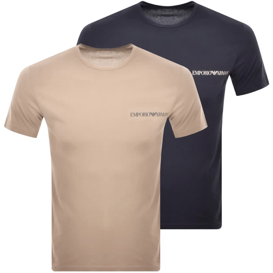 Emporio Armani Lounge 2 Pack T Shirts Beige | Mainline Menswear States