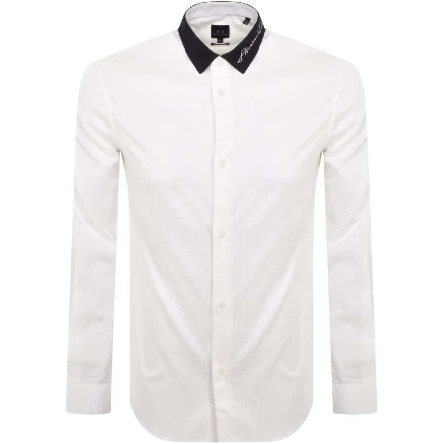 Armani Exchange Long Sleeve Shirt White | Mainline Menswear