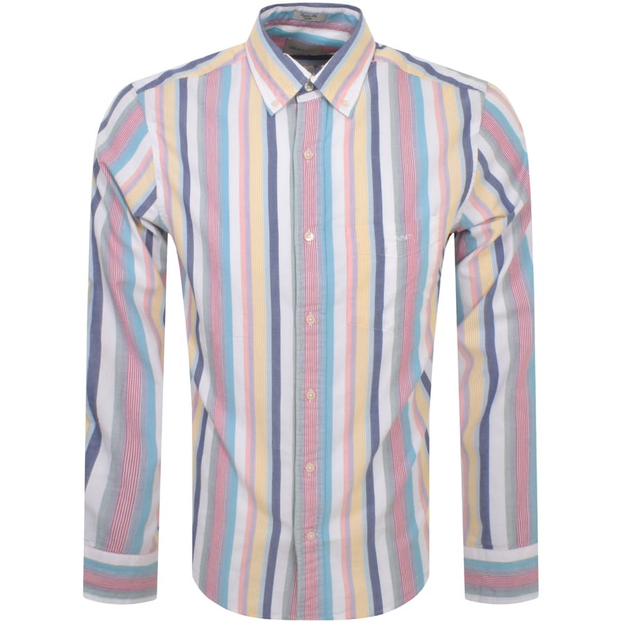 Gant Oxford Multi Stripe Long Sleeved Shirt White | Mainline Menswear