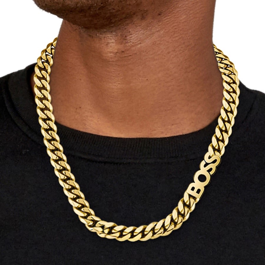 BOSS Chain Link Sliver Necklace – Retro Designer Wear