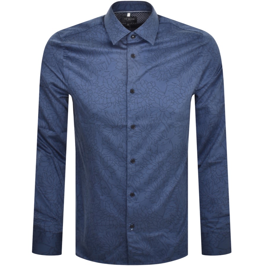 Ted Baker Cabra Floral Long Sleeve Shirt in Blue for Men